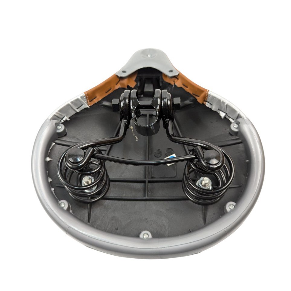 Сідло на пружинах  E-82 AGILETTE широке чорно-сіро-коричневе