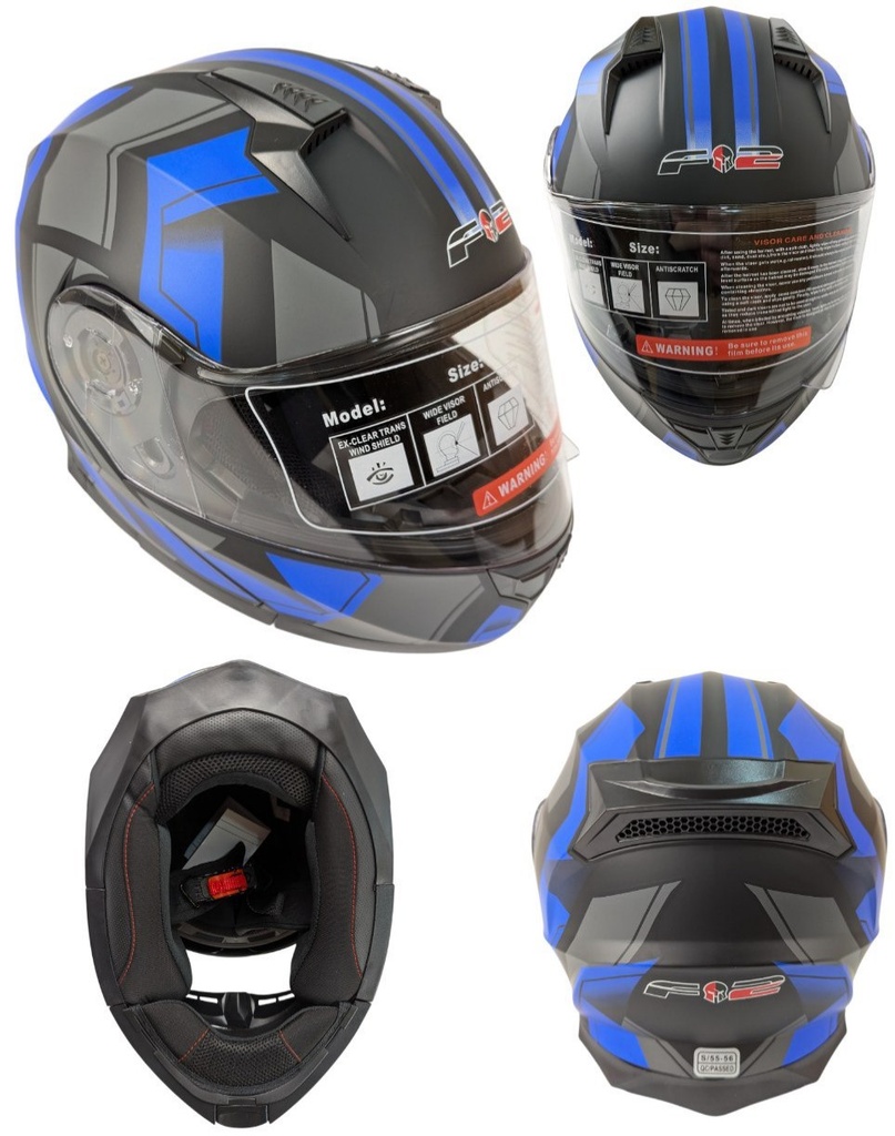 Мотошолом F2-162, S(55-56), чорно-салатовий, матовий (копія)