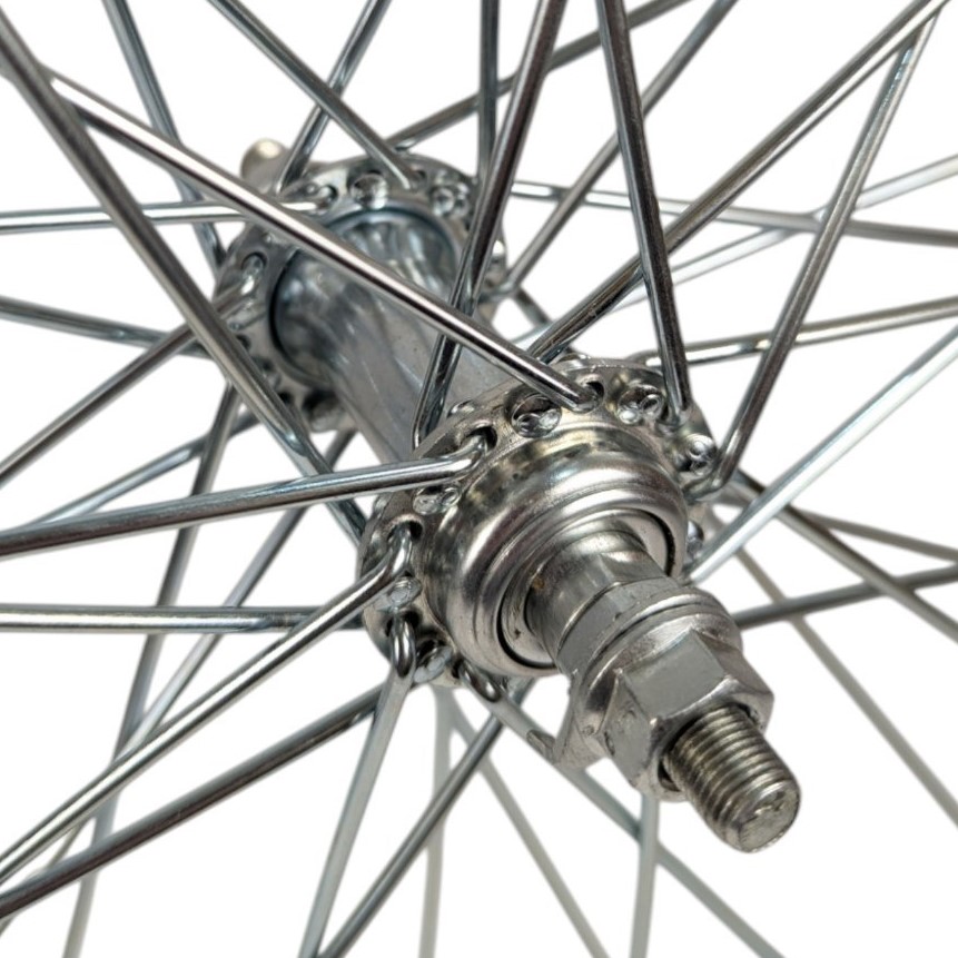 Колесо 28 перед, обід нікель, спиця 3мм, втулка М на віночках