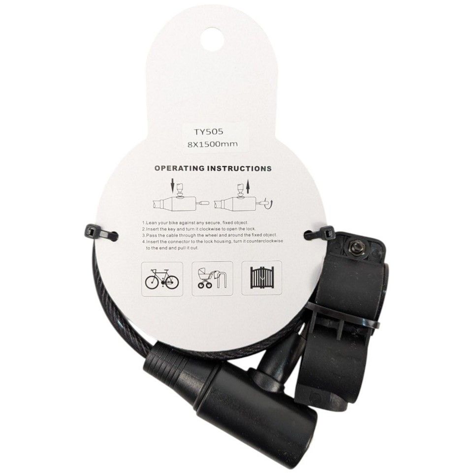 Велозамок на ключ  505 Ø8-1500mm з кріпленням на раму Флагман