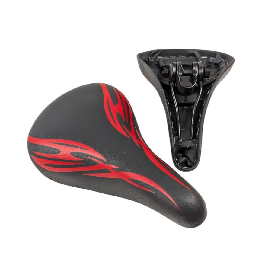 Сідло дитяче SD-07 чорне з червоною абстракцією