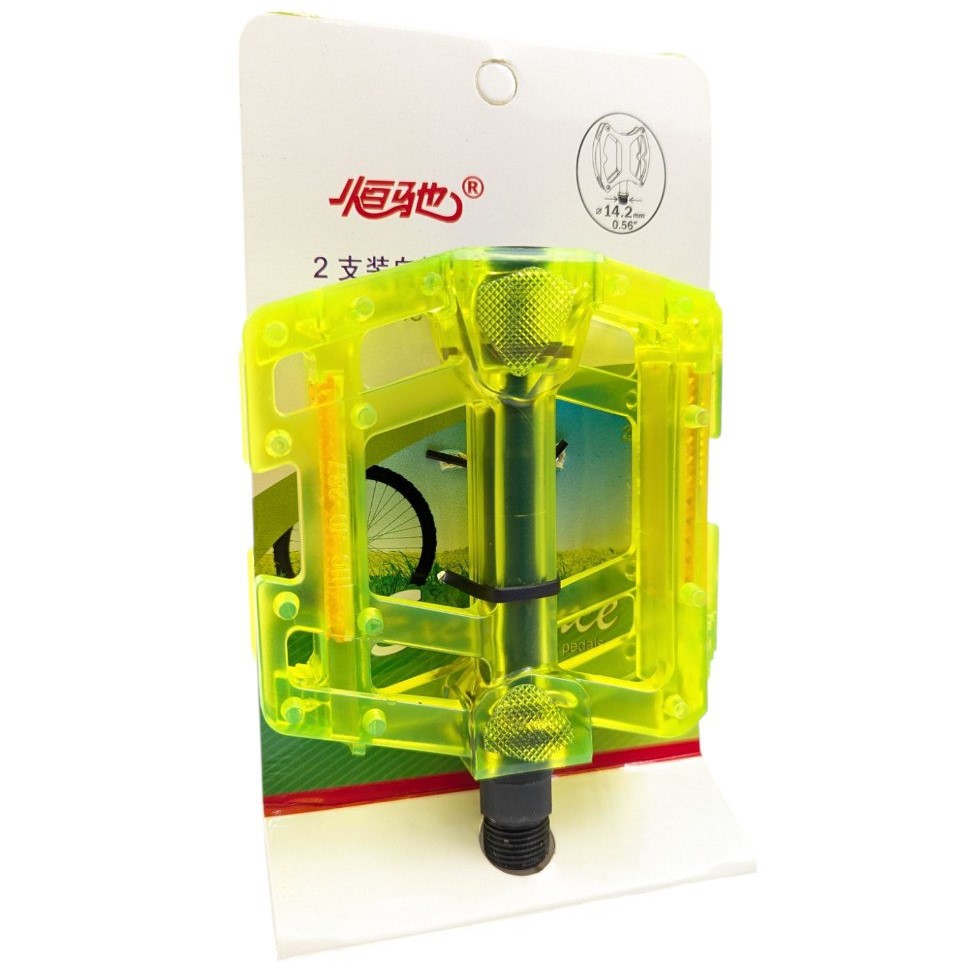 Педалі Hengchi FPD-287 , полікарбонат прозорий, салатові 