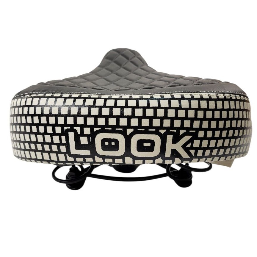 Сідло на пружинах №AFT-169 AVANTI LOOK (Ромб) широке, металева основа, чорно-біле