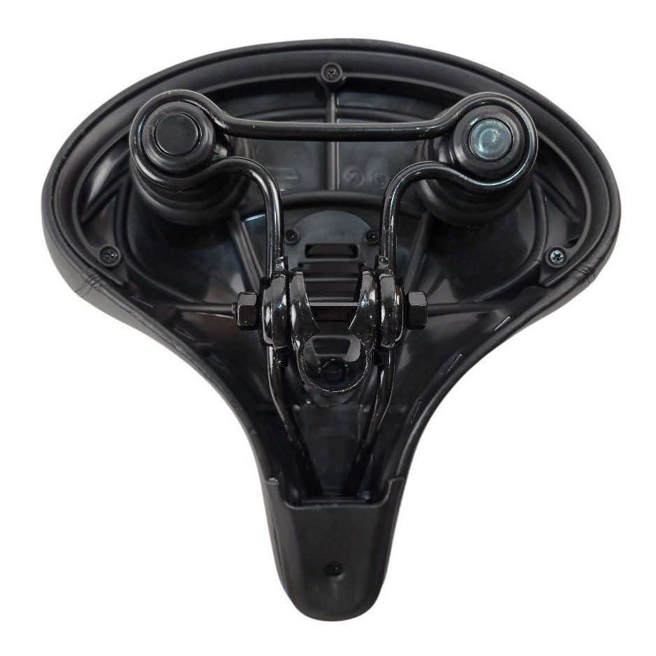 Сідло на демферах AVANTI AFT-89 м'яке з диркою, чорне з синьою полосою