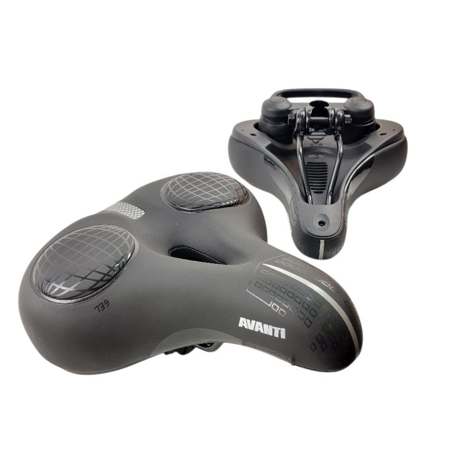 Сідло на демферах AVANTI AFT-92 м'яке з диркою та ручкою, чорне