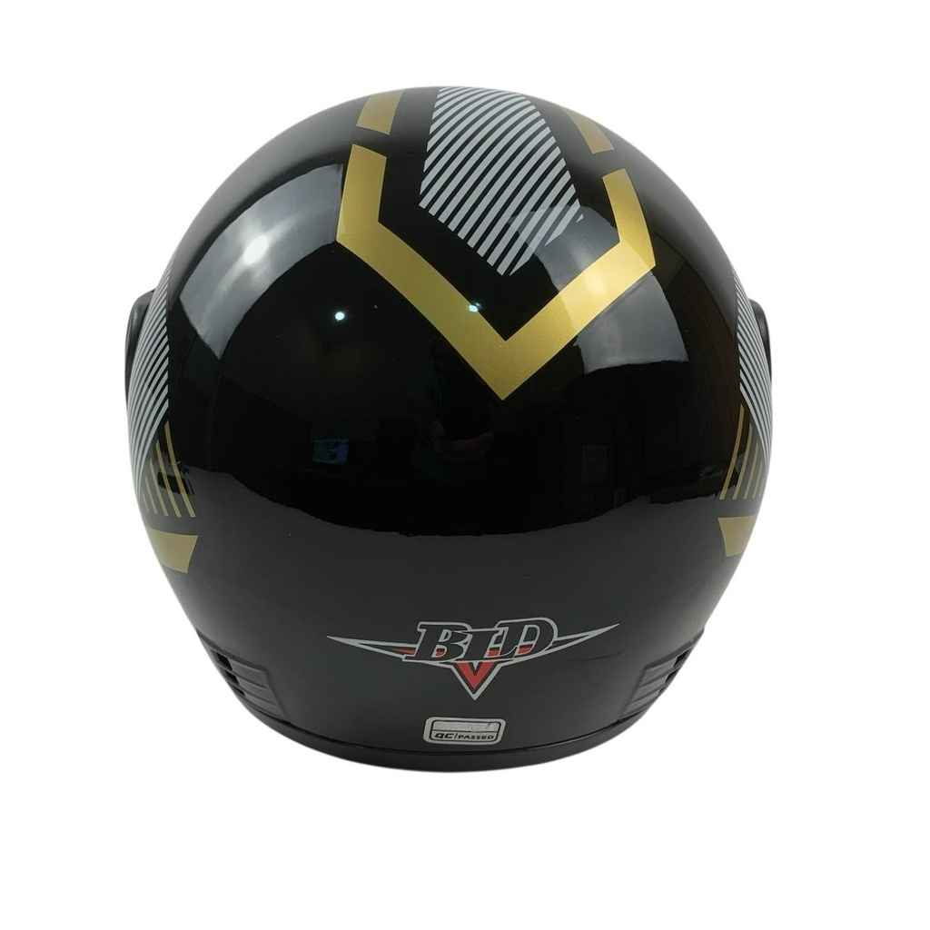 Мотошолом BLD-825, M(57-58), чорний із золотим, глянцевий