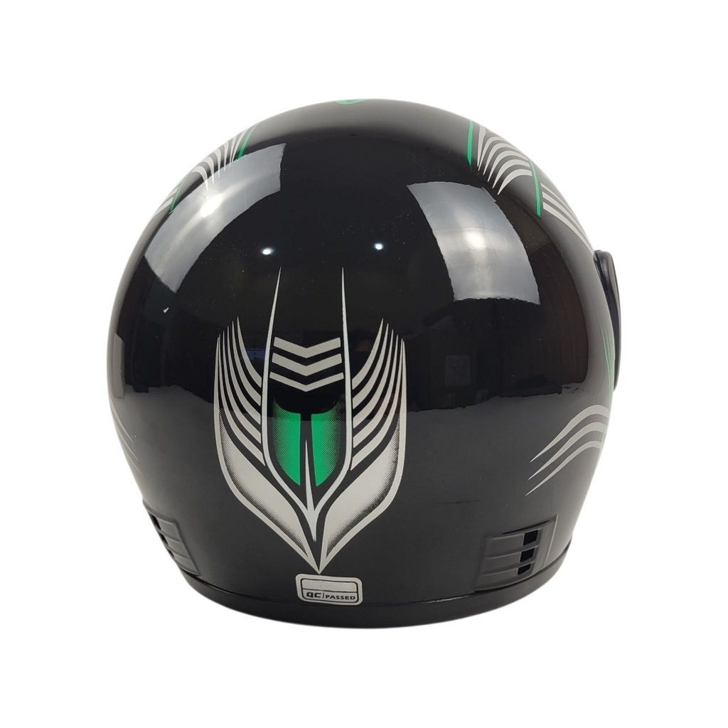 Мотошолом BLD-825, L(59-60), чорно-зелений, глянцевий