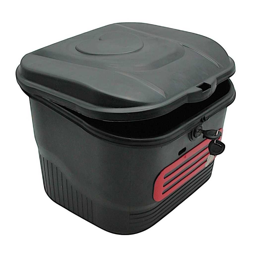 Кошик пластмасовий чорний AFT-139, з кришкою та замком на ключ