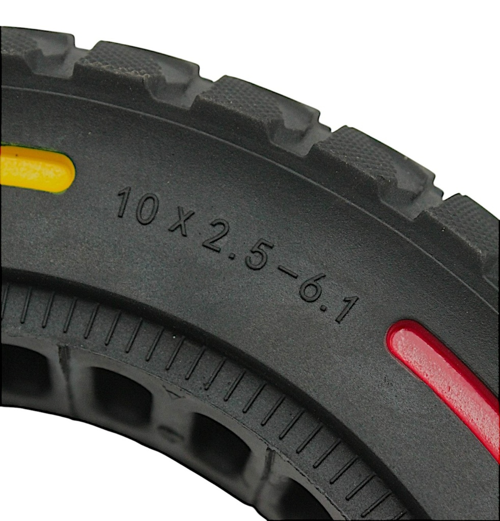 Покришка 10-2.5×6.1 CITYNEYE (внутрішні соти) для ел.самоката, безкамерна (Ø155 - 36мм) лита (196), з кольоровими полосами (192) 