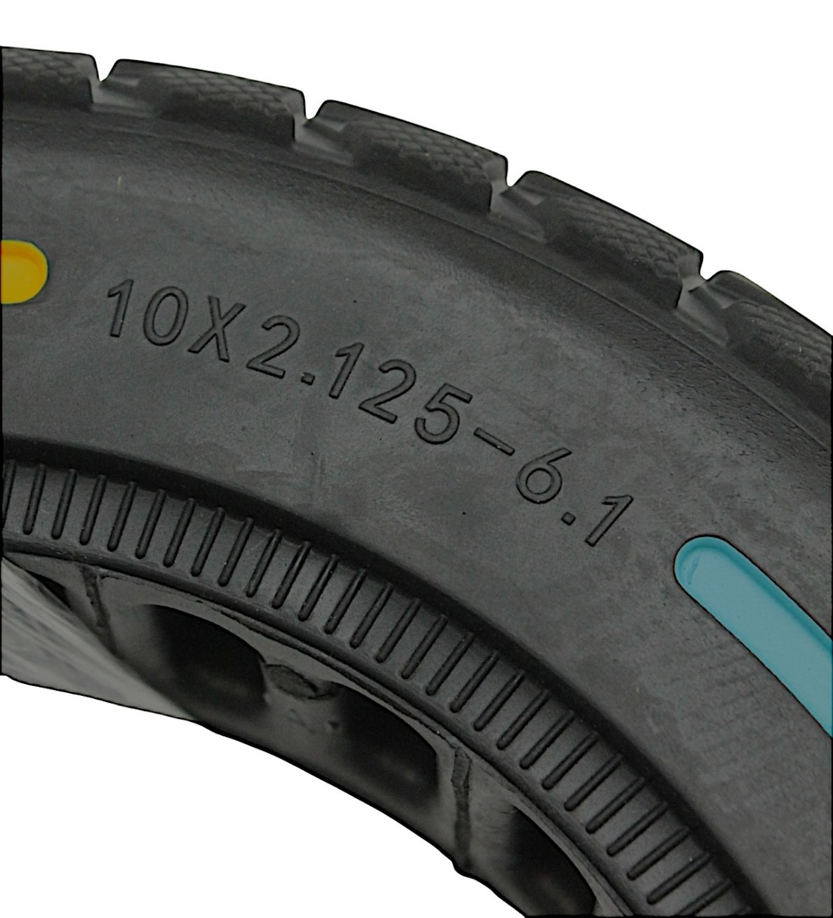 Покришка 10-2.125-6.1 CITYNEYE (внутрішні соти) для ел.самоката, безкамерна (Ø155 - 37мм), лита (190), з кольоровими полосами