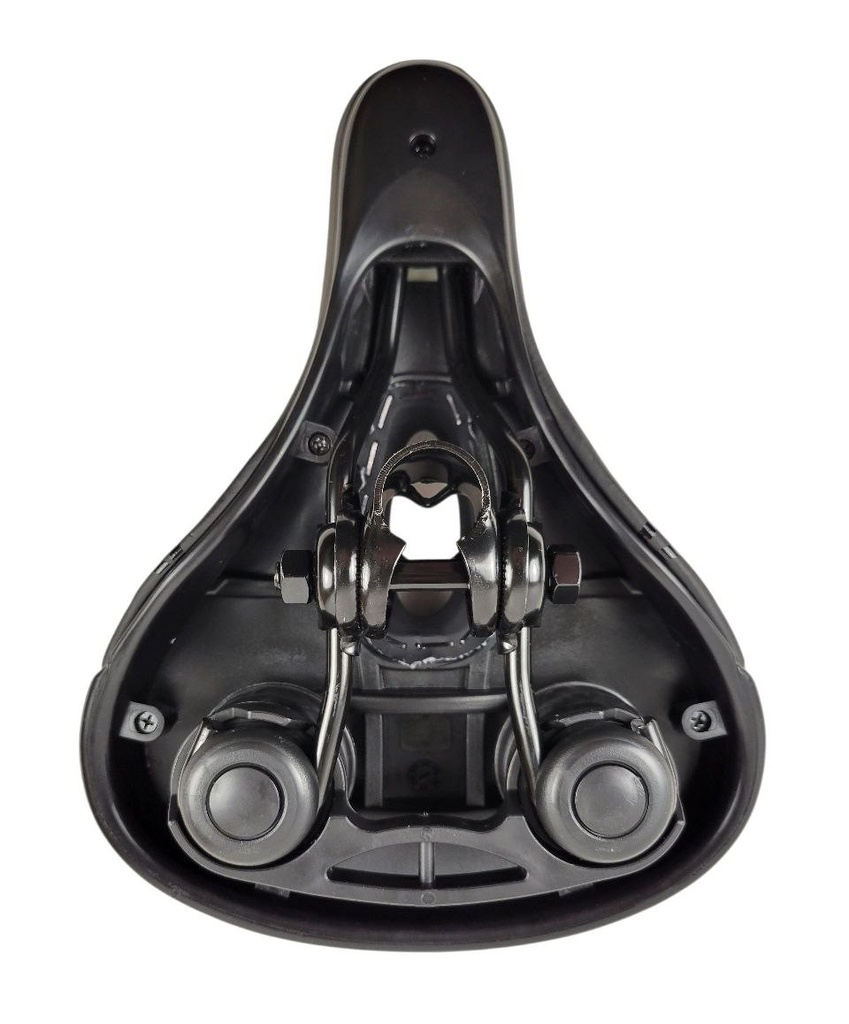 Сідло на демферах 8077 з диркою (255х180), чорно-червоне