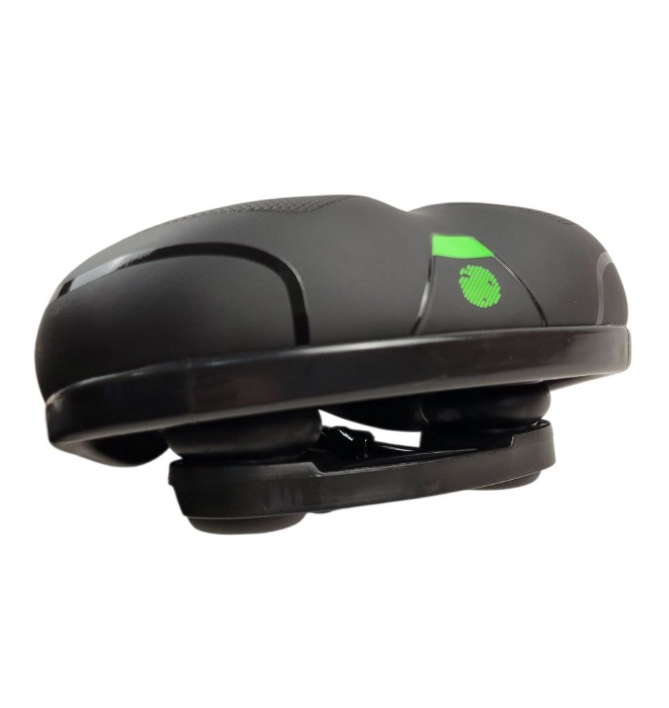 Сідло на демферах 8025 з диркою (255х180), чорно-зелене