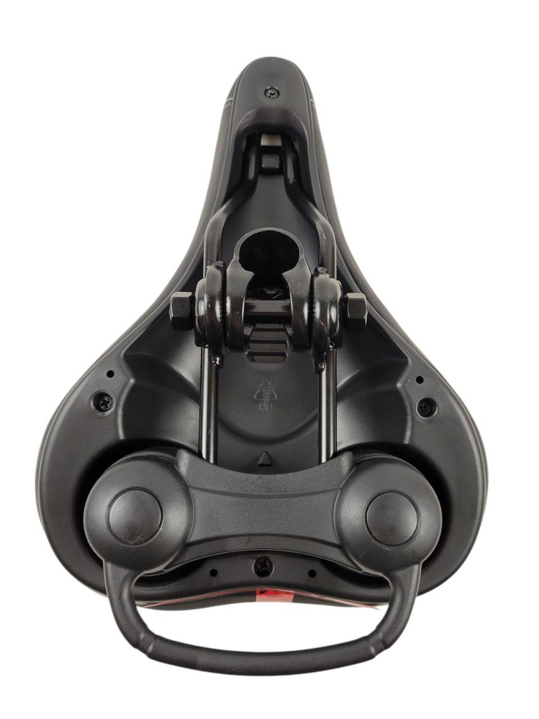 Сідло на демферах 8036 гелеве з диркою, з катафотом та ручкою