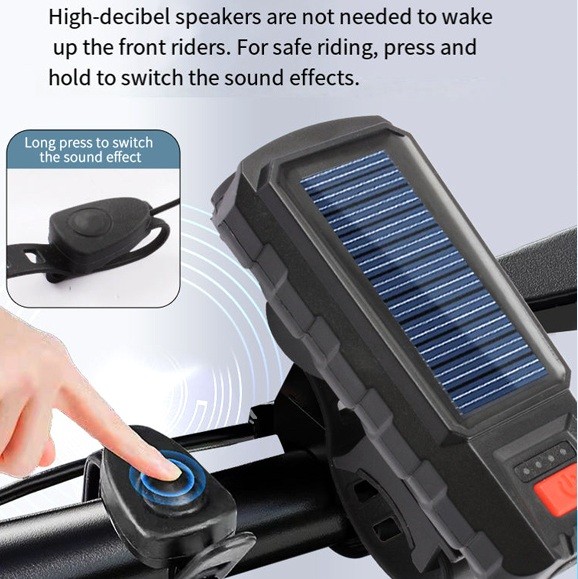 Фара + сигнал FY-Q2 акумуляторна з сонячною батареєю на USB зарядку