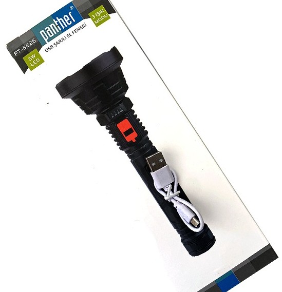 Ліхтарик світлодіодний PT-8826 з акумулятором на USB зарядку