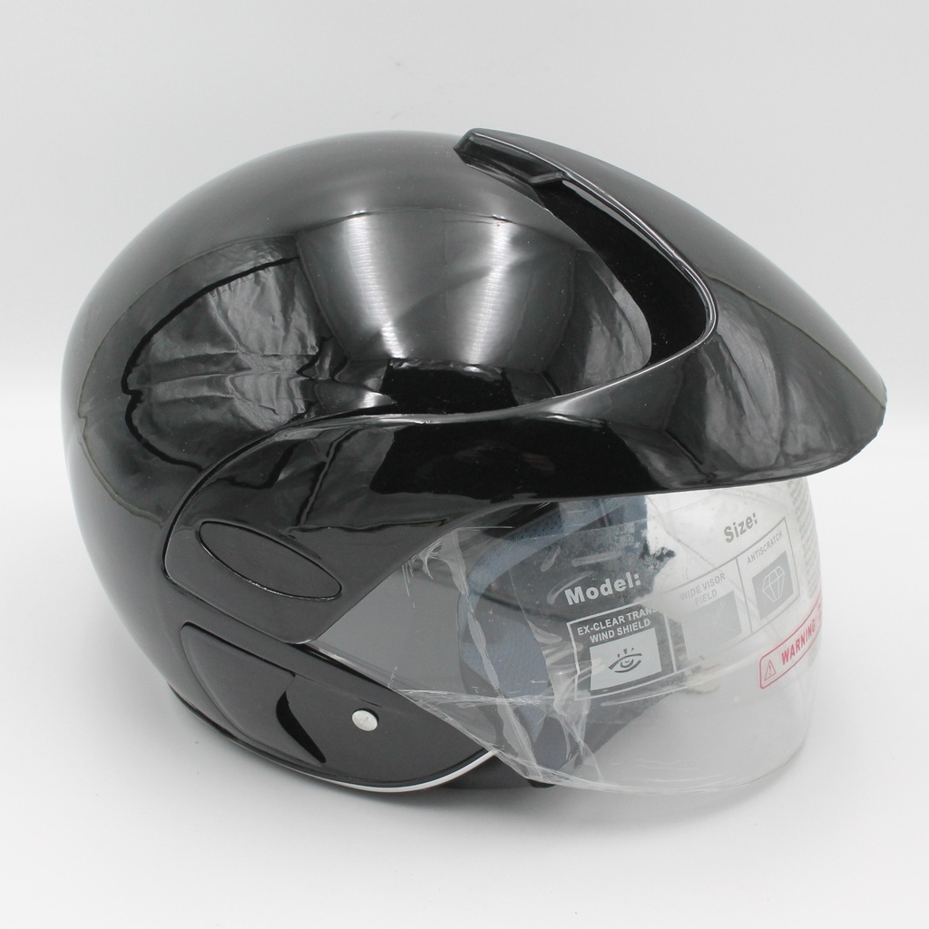 Мотошолом  №208 S чорний, з дашком, без захисту бороди