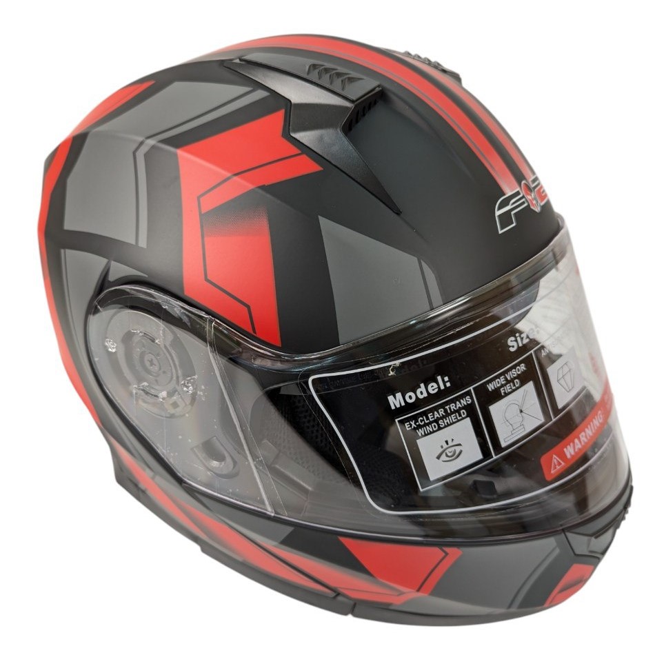 Мотошолом F2-162, S(55-56), чорно-червоний матовий