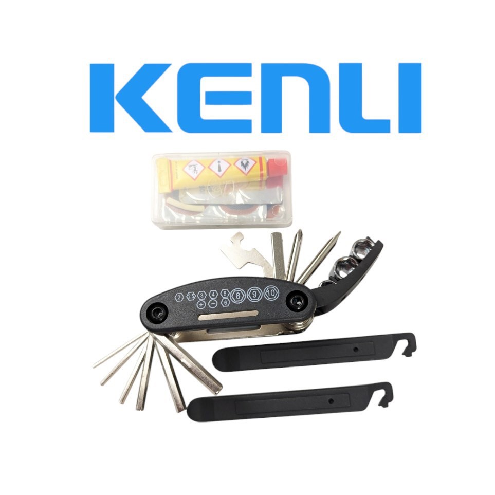 Набір інструментів в чехлі KENLI KL-9809 (мультитул 15, латки, монтажки) 