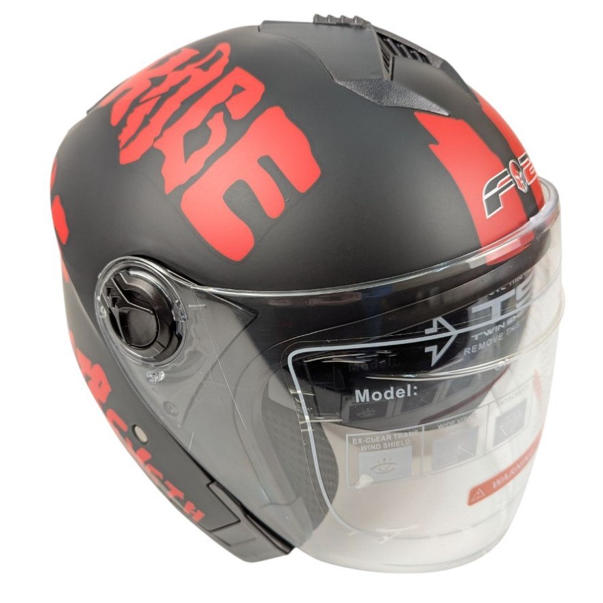 Мотошолом F2-707, S(49-50), чорно-червоний, матовий (без підборіддя, з окулярами)