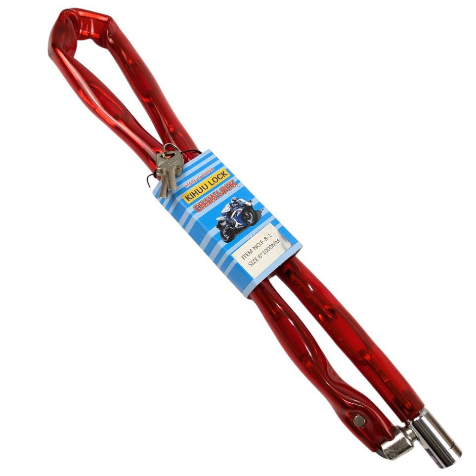 Замок на ключ F-8-1 Ø6-1000мм  "ланцюг" червоний