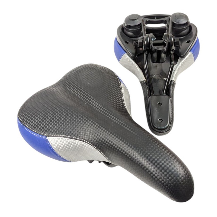 Сідло мтв на демферах, чорне з синьо-сірими вставками