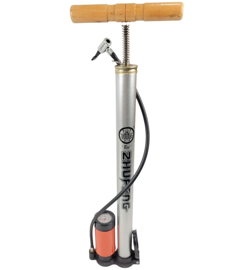 Насос авто Bee Zhufeng, з манометром, металевий сірий