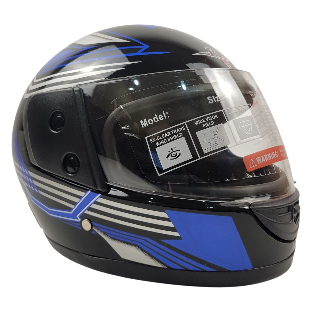 Мотошолом BLD-825, S(55-56), чорно-синій, глянцевий