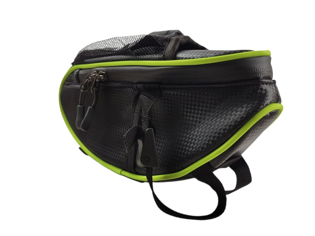 Сумка на багажник (004), чорна з салатовою окантовкою 