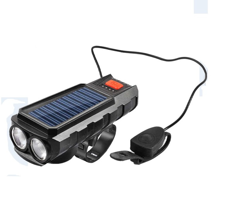 Фара + сигнал FY-Q2 акумуляторна з сонячною батареєю на USB зарядку