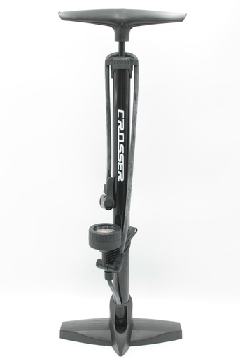 [117-14] Насос авто CROSSER з манометром, алюміній чорний, 2-ний наконечник (AV/FV)