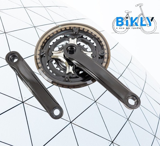 [040-18] Комплект шатунів МТВ (42/34/24Т) L-170mm малий чорний з прозорим захистом