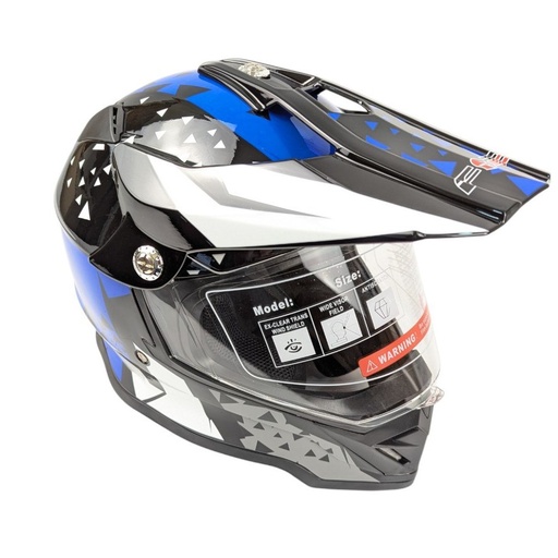 [136-236] Мотошолом F2-819-7, S(55-56), чорно-синій, глянцевий (з дашком)