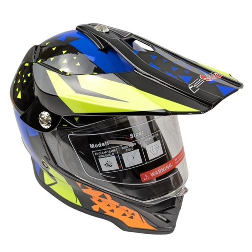 [136-237] Мотошолом F2-819-7, S(55-56), колір MIX, глянцевий (з дашком)