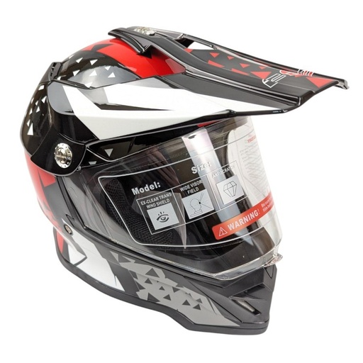 [136-238] Мотошолом F2-819-7, S(55-56), чорно-червоний, глянцевий (з дашком)