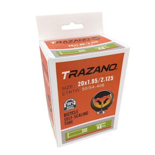 [145-48] Камера 20х1.95/2.125 TRAZANO AV 48mm, самоклеюча (з антипрокольним гелем)