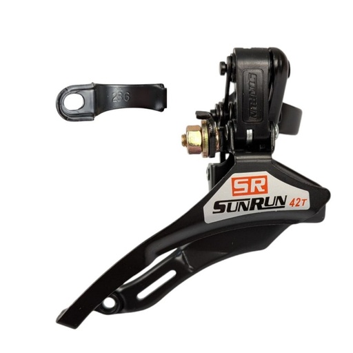 Перекидка передня SUNRUN FD-QD-35A, Ø 28.6 mm, тяга вверх, чорна