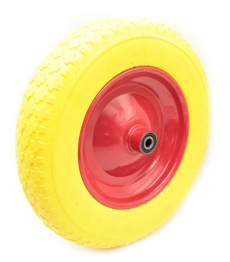 [190-53] Колесо тачки жовте  8"  3.50-8 під вісь Ø14, пінополіуретанове