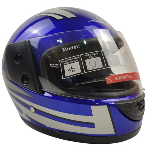 [137-047] Мотошолом BLD-825, M(57-58), синій з білим, глянцевий
