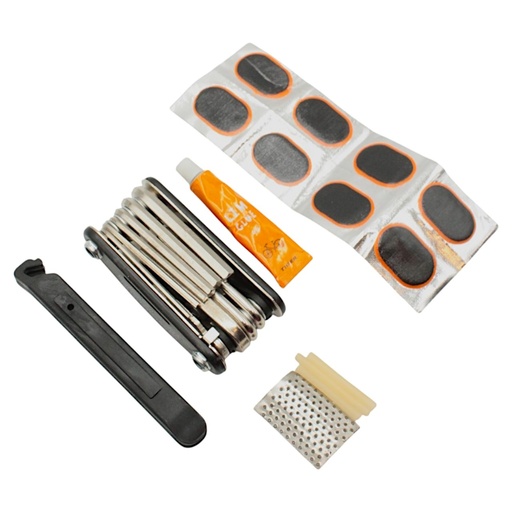 [123-38] Набір інструментів в чехлі (мультитул 15, латки, монтажки)